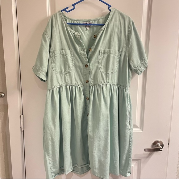Vintage Mint Green Denim Dress - Picture 2 of 4